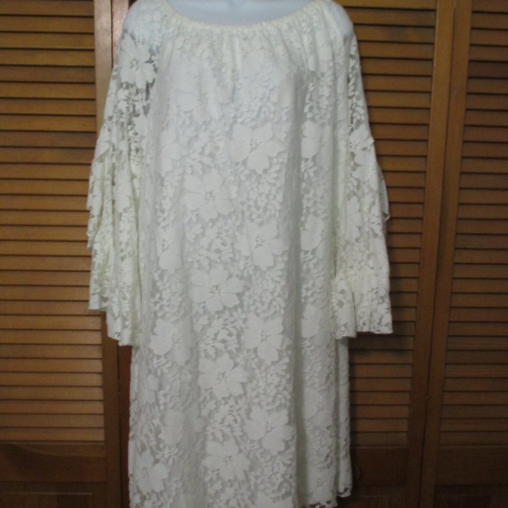 Fever NEW Dress Romantic Boho Cream Color Lace Dress with stretch size XL/XXL
